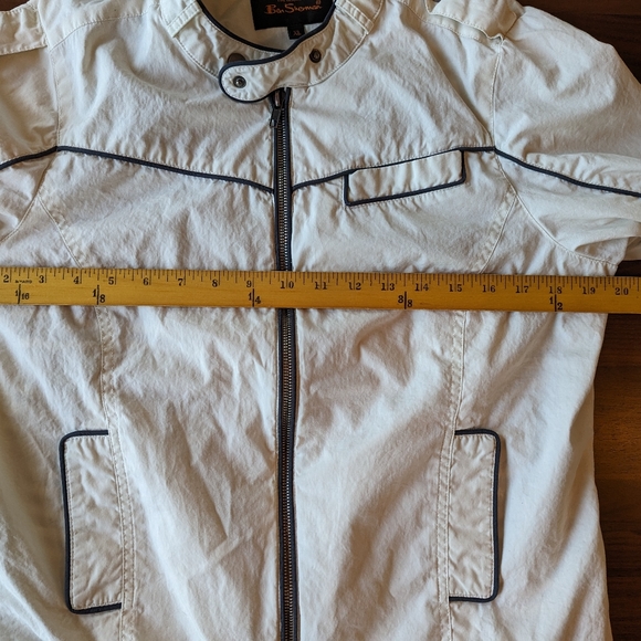 Ben Sherman White Moto Jacket Pockets Striped Liner Y2K Punk Women's Size XL EUC - Picture 13 of 15